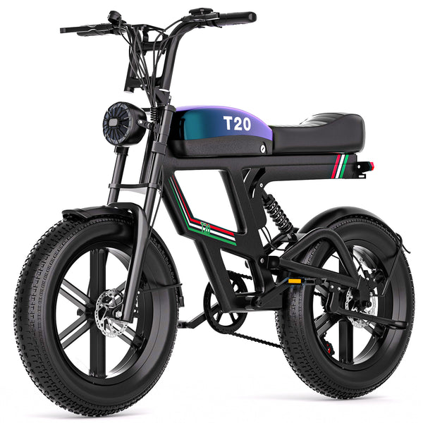 T20 Retro Fat Tire Electric Bike 2500W Peak 80-Mile Range