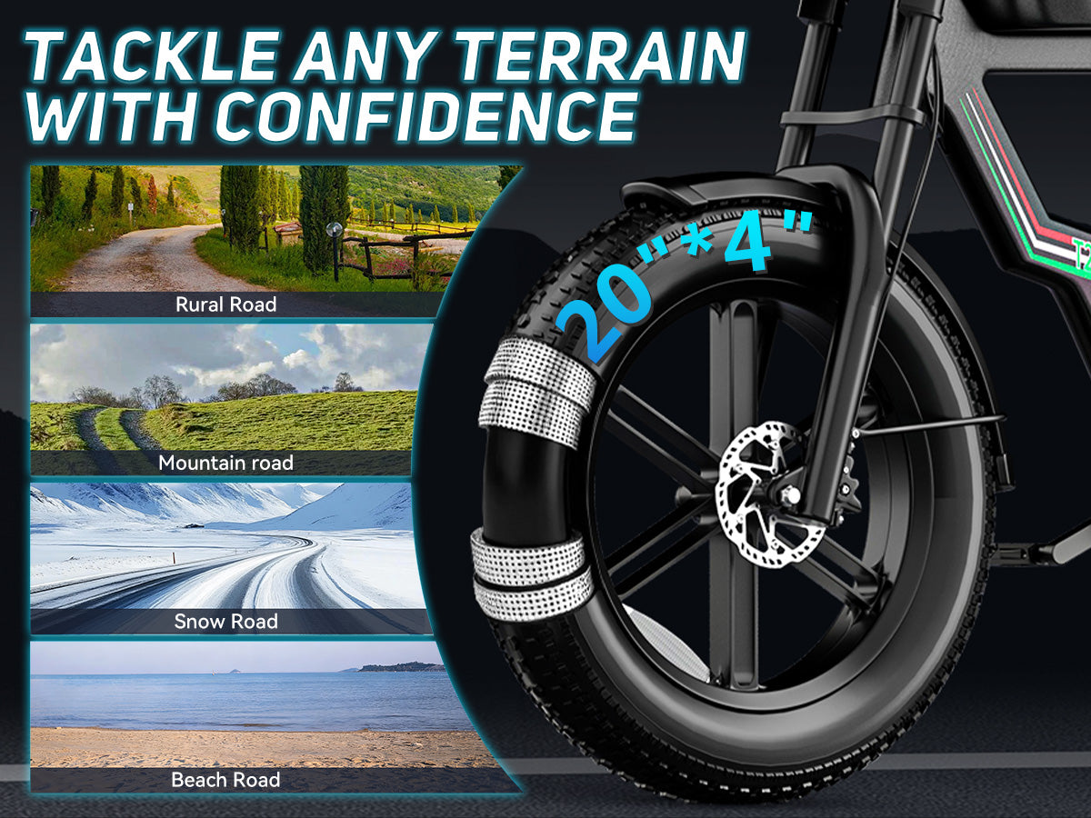 All-Terrain Monster Fat TiresMaximum Stability. Dominate Every Surface.